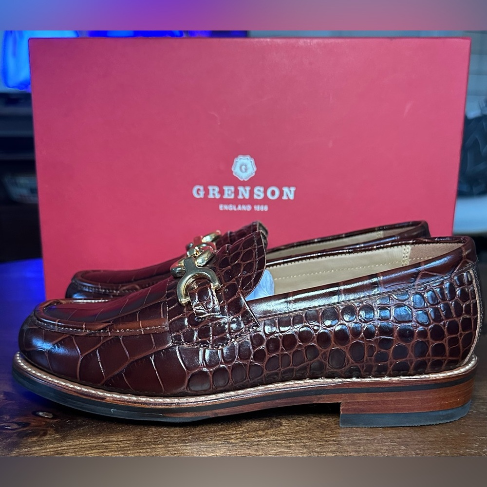 Brand new Grenson Nina crocodile print in cognac.